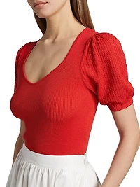 The Piper Puff-Sleeve Knit Sweater