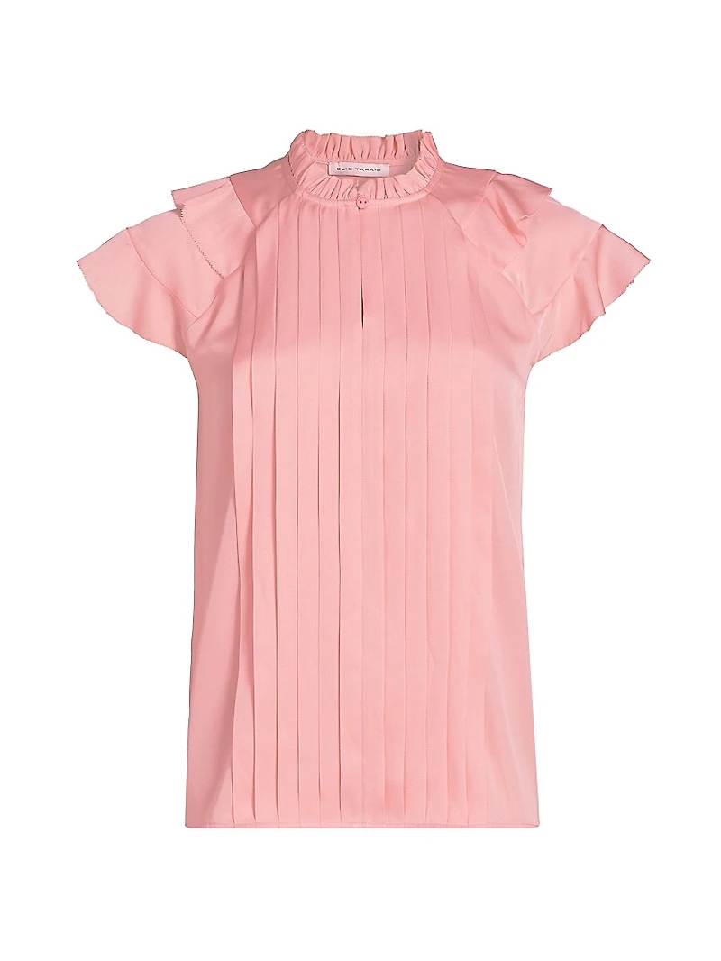 The Zion Pleated Stretch-Silk Blouse