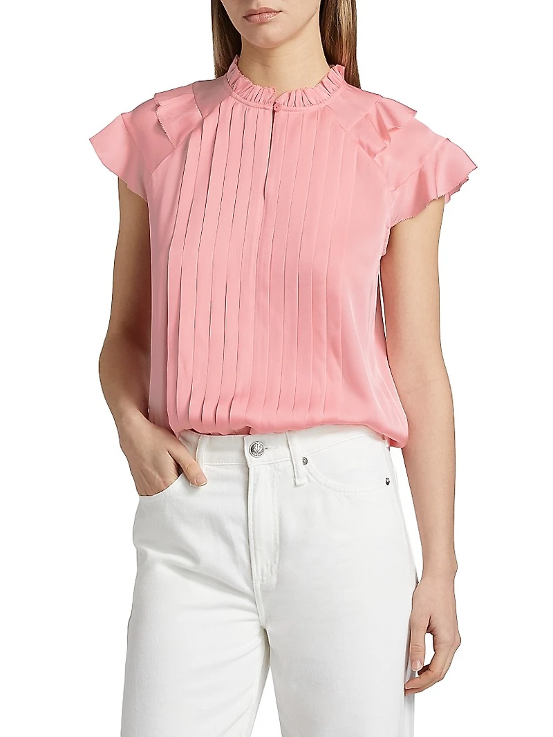 The Zion Pleated Stretch-Silk Blouse