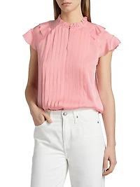 The Zion Pleated Stretch-Silk Blouse