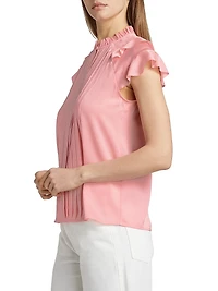 The Zion Pleated Stretch-Silk Blouse