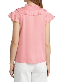 The Zion Pleated Stretch-Silk Blouse