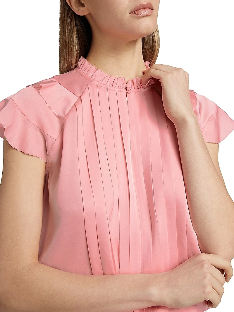 The Zion Pleated Stretch-Silk Blouse