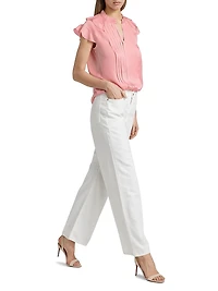The Zion Pleated Stretch-Silk Blouse