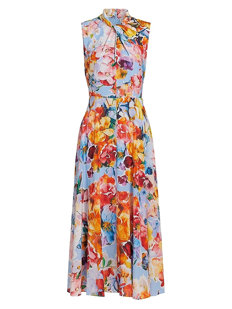 The Raquel Spring Morning Floral Midi Dress