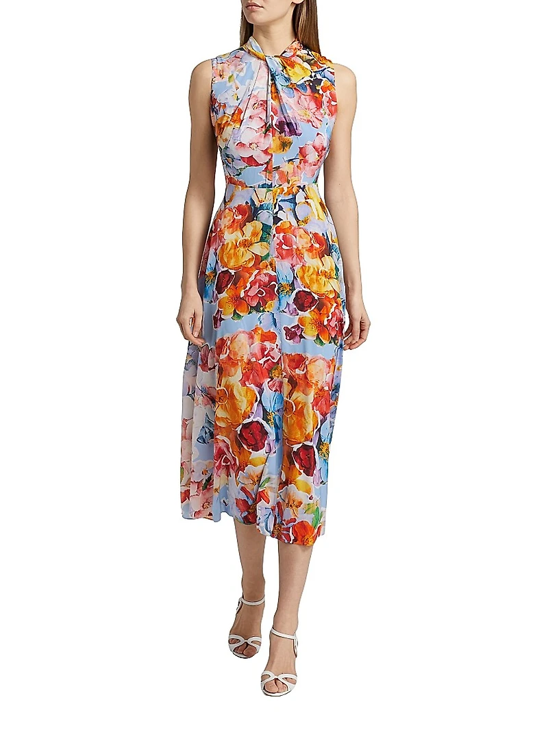 The Raquel Spring Morning Floral Midi Dress