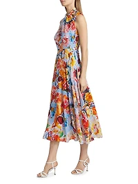 The Raquel Spring Morning Floral Midi Dress