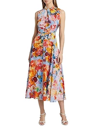 The Raquel Spring Morning Floral Midi Dress