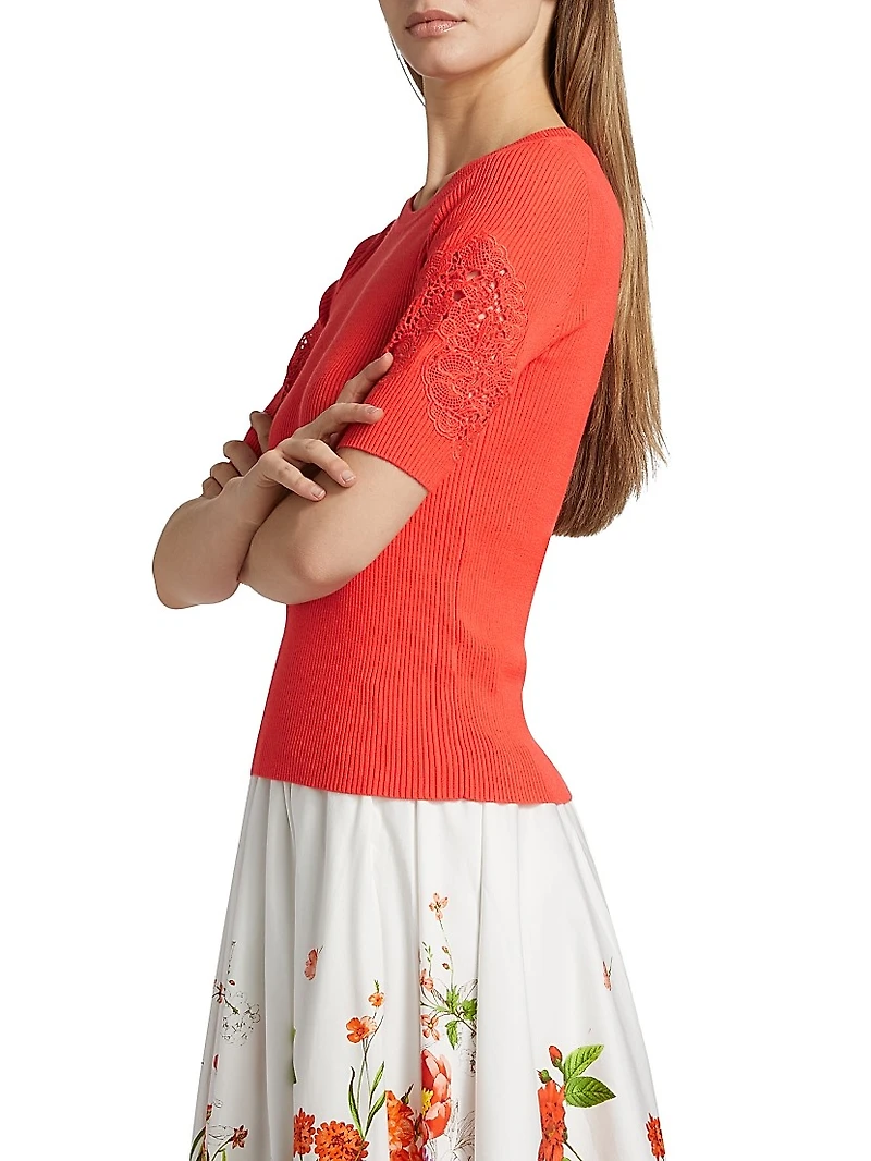 The Magnolia Lace-Trimmed Sweater