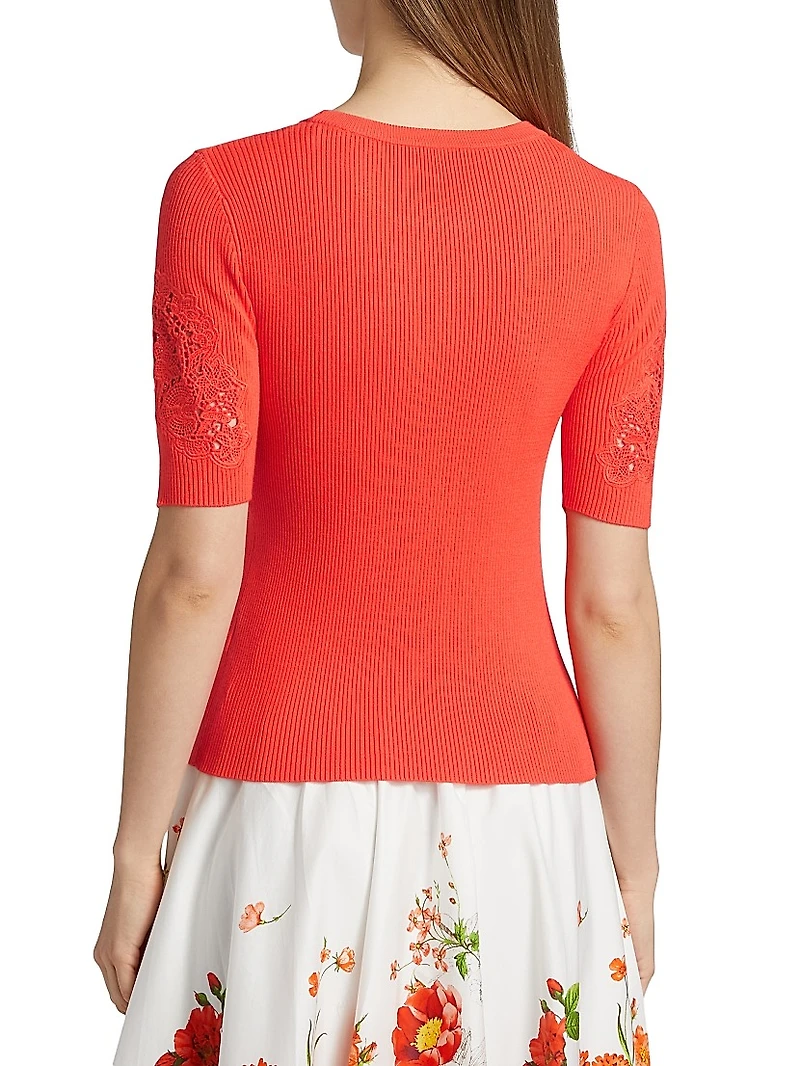 The Magnolia Lace-Trimmed Sweater