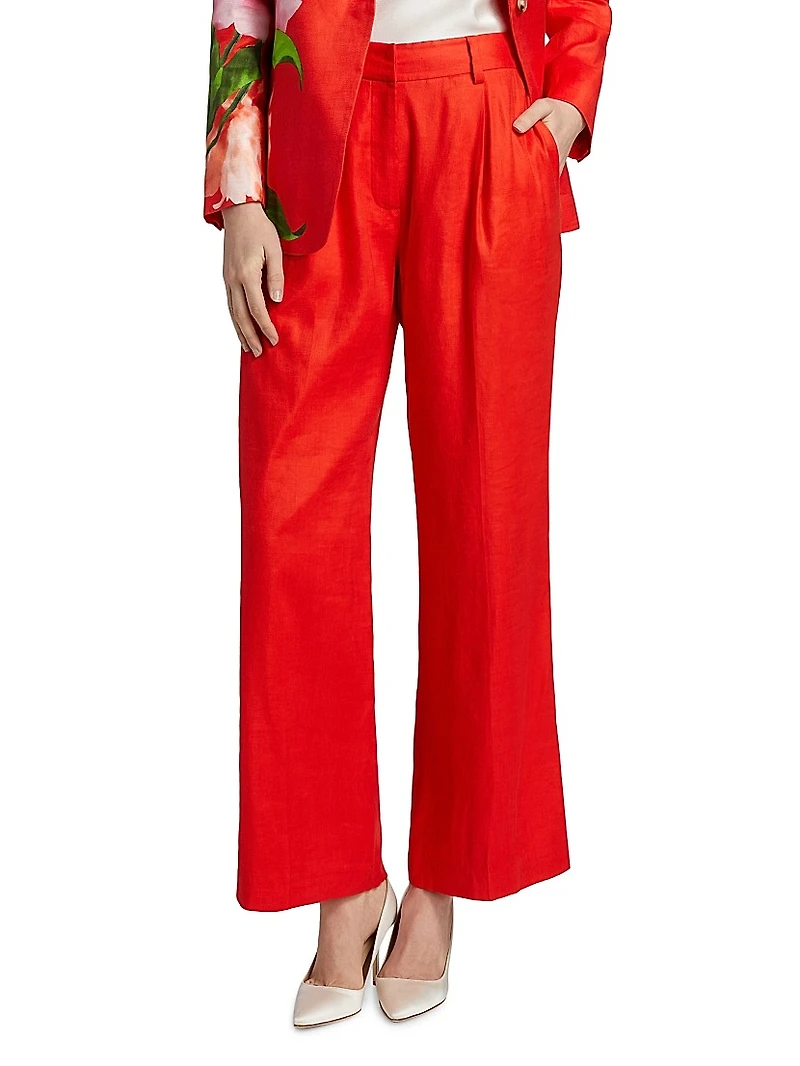 The Simone Linen-Blend Wide-Leg Pants