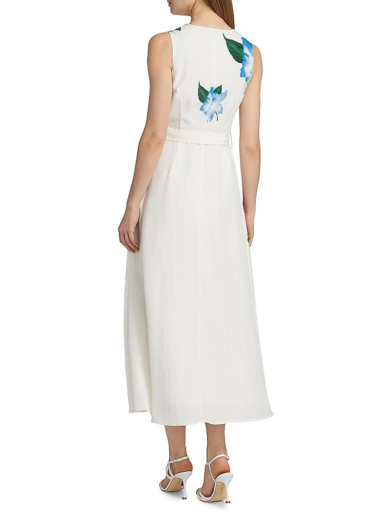 The Luella Spring Memory Floral Linen-Blend Midi Dress
