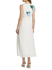 The Luella Spring Memory Floral Linen-Blend Midi Dress