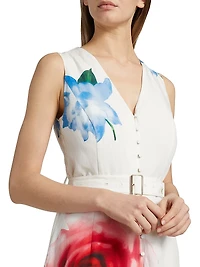 The Luella Spring Memory Floral Linen-Blend Midi Dress