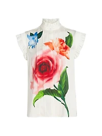 The Chloe Floral Stretch-Silk Blouse