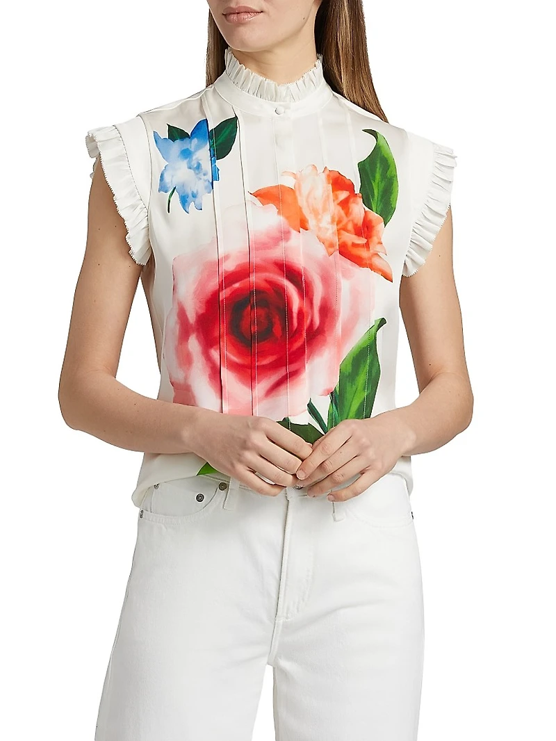The Chloe Floral Stretch-Silk Blouse