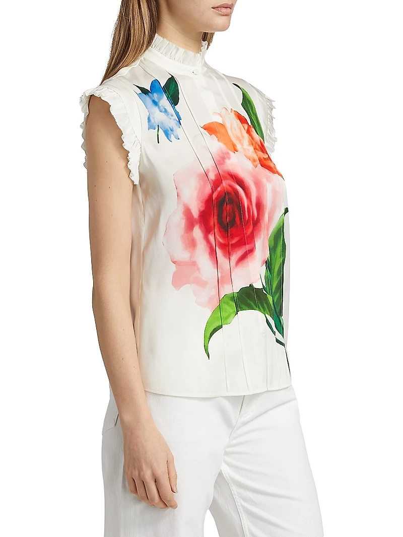 The Chloe Floral Stretch-Silk Blouse