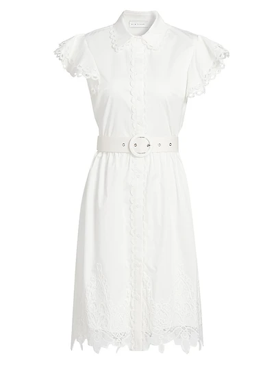 The Sloane Belted Lace-Trimmed Cotton Shirtdress