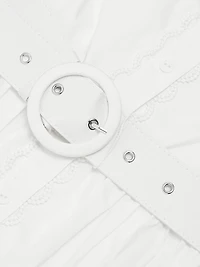 The Sloane Belted Lace-Trimmed Cotton Shirtdress