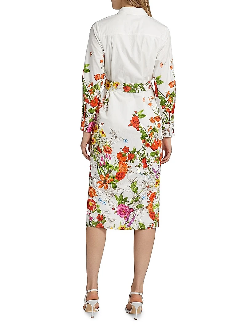 The Juliana Sky Jardin Floral Cotton Poplin Shirtdress