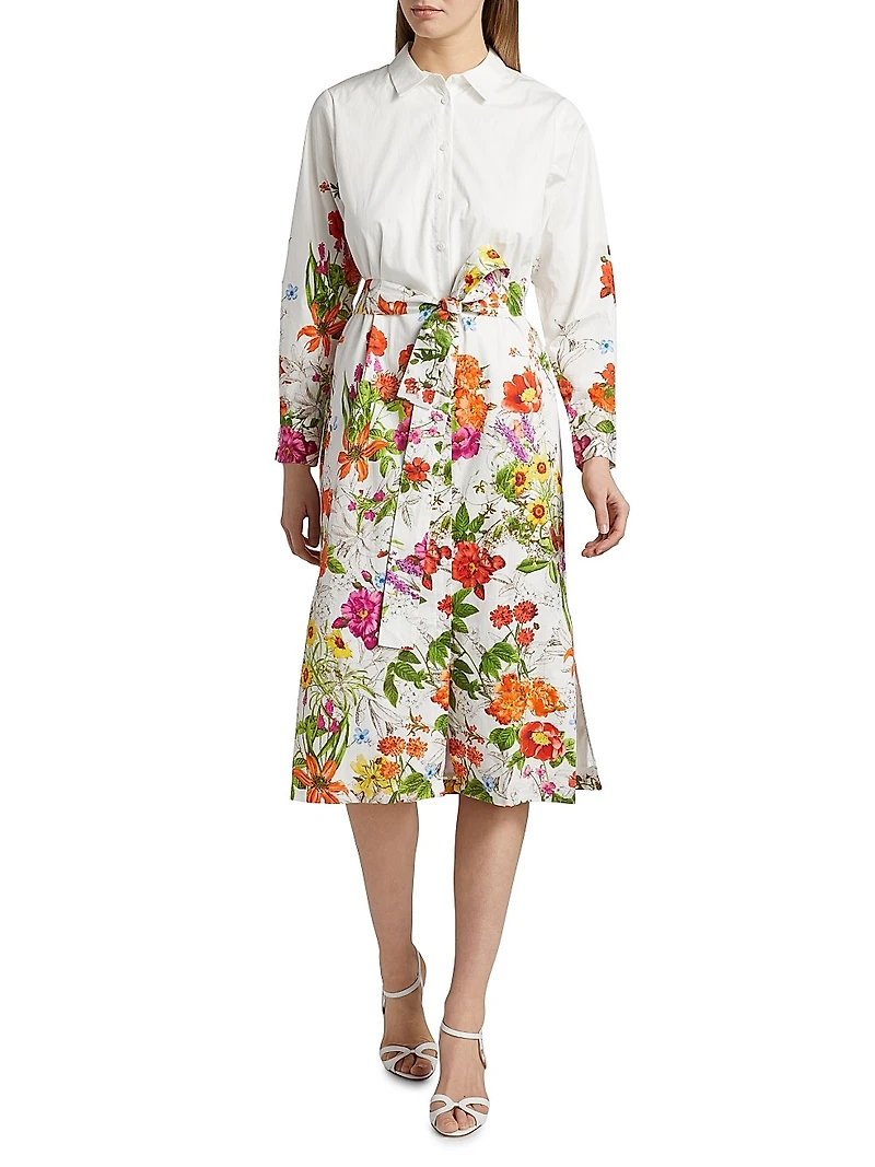 The Juliana Sky Jardin Floral Cotton Poplin Shirtdress