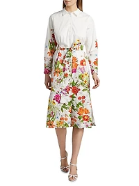 The Juliana Sky Jardin Floral Cotton Poplin Shirtdress