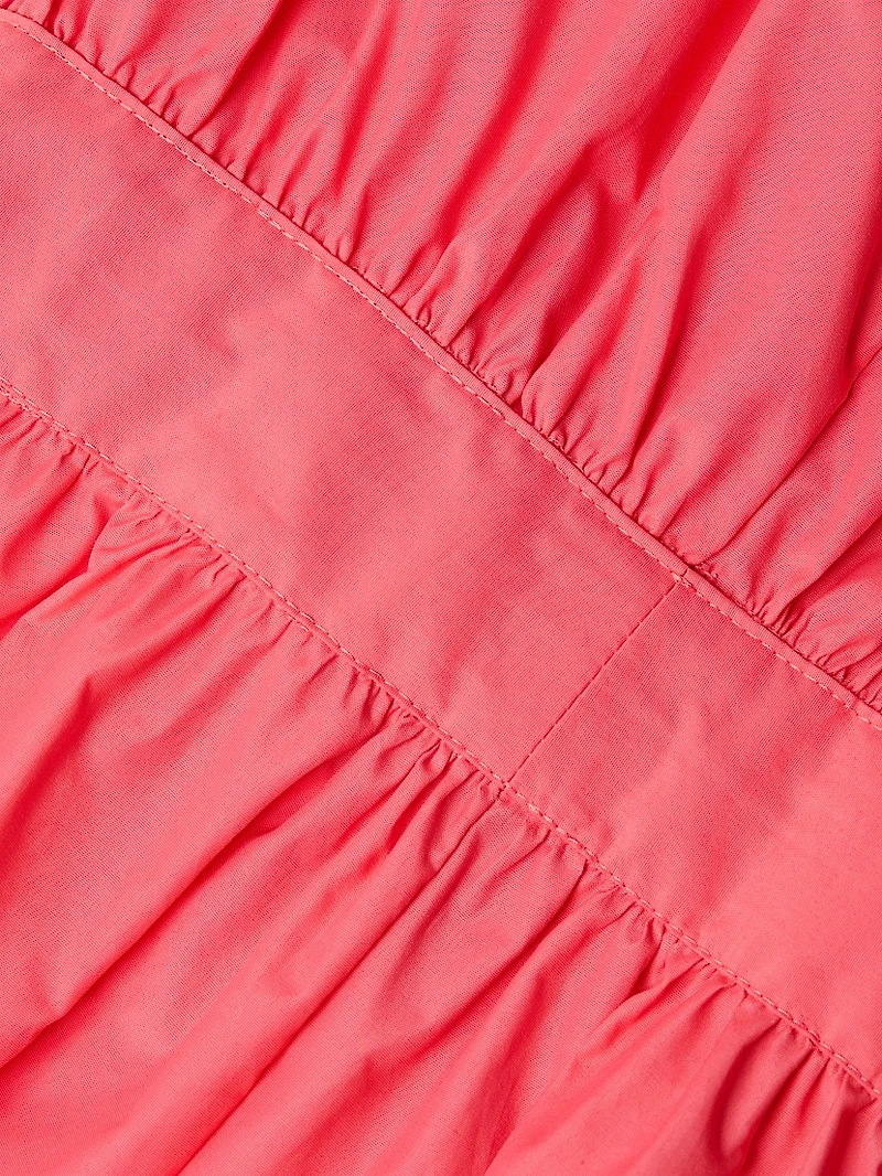 Techno Poplin Tie-Waist A-Line Midi-Dress