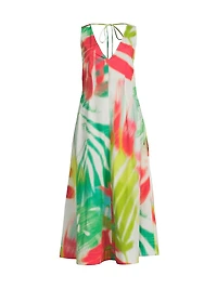 Usami Printed Plunging V-Neck Maxi Dress