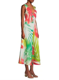 Usami Printed Plunging V-Neck Maxi Dress
