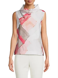 Printed Cototn Funnel Neck Top