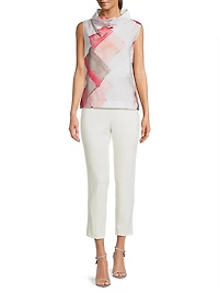 Printed Cototn Funnel Neck Top