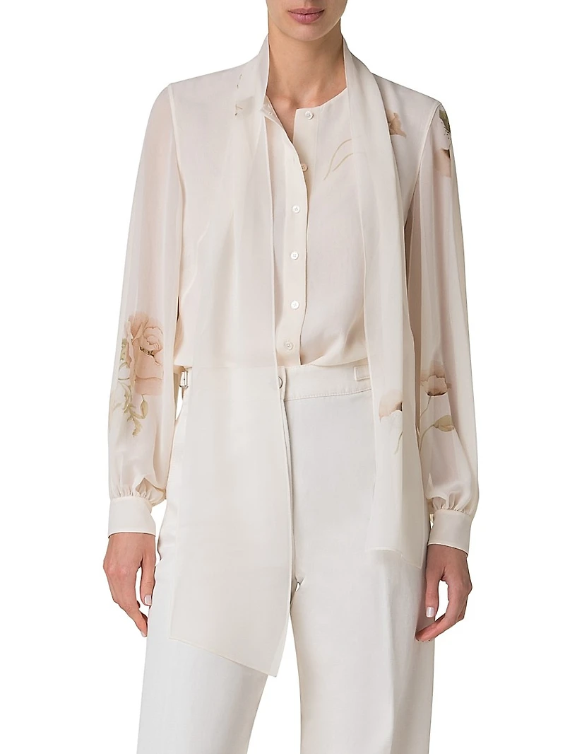 Silk Georgette Anemone Print Blouse