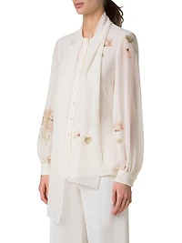 Silk Georgette Anemone Print Blouse