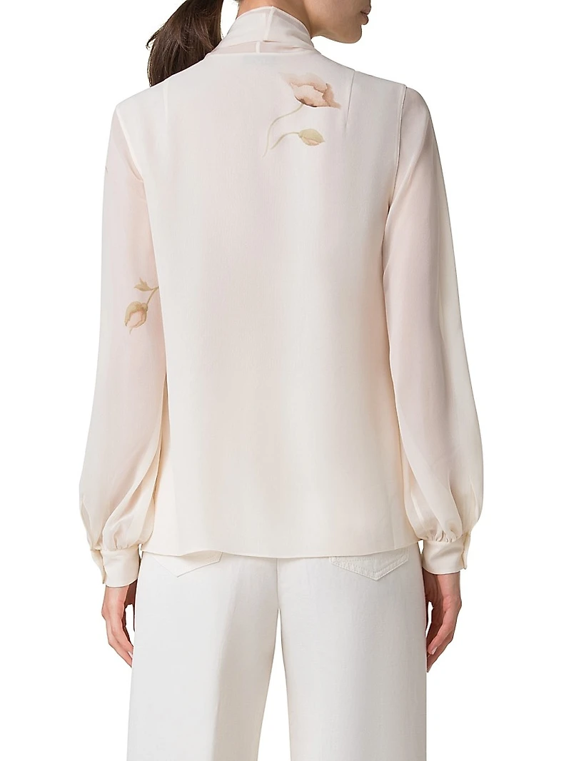 Silk Georgette Anemone Print Blouse