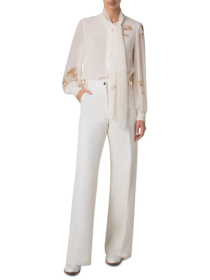 Silk Georgette Anemone Print Blouse