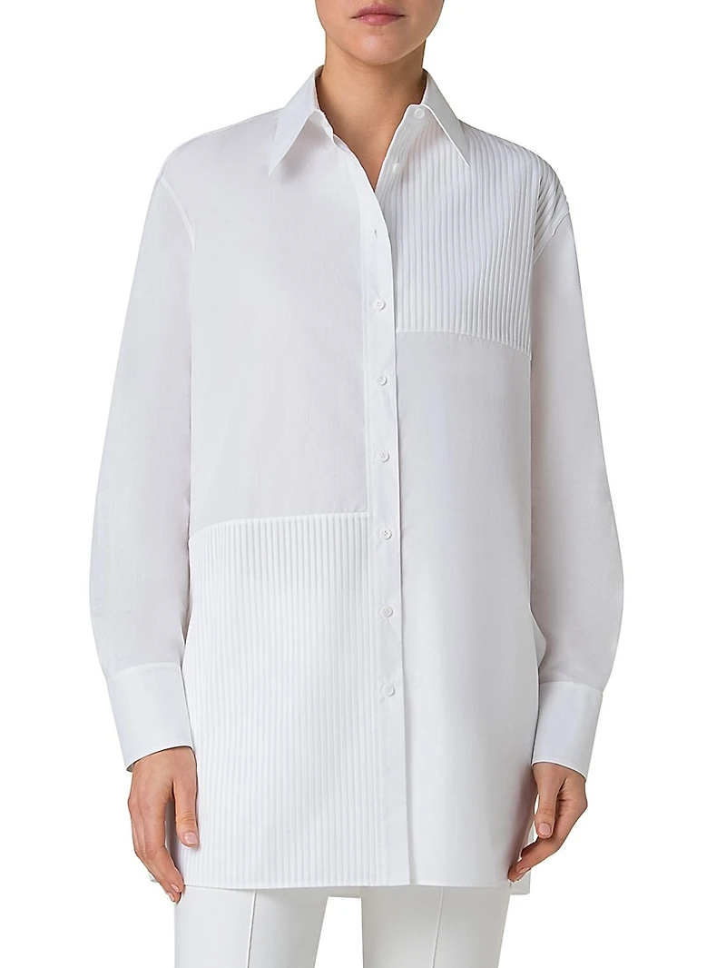 Pleated Cotton Oversize Shirt
