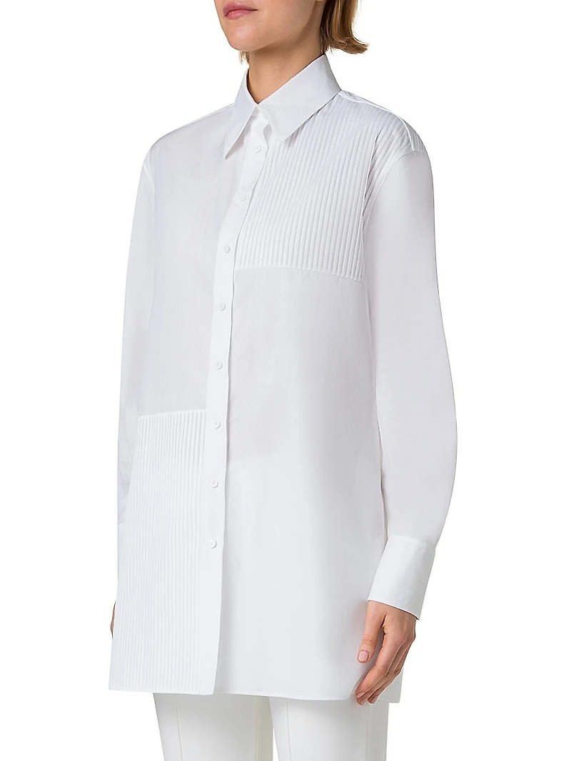 Pleated Cotton Oversize Shirt