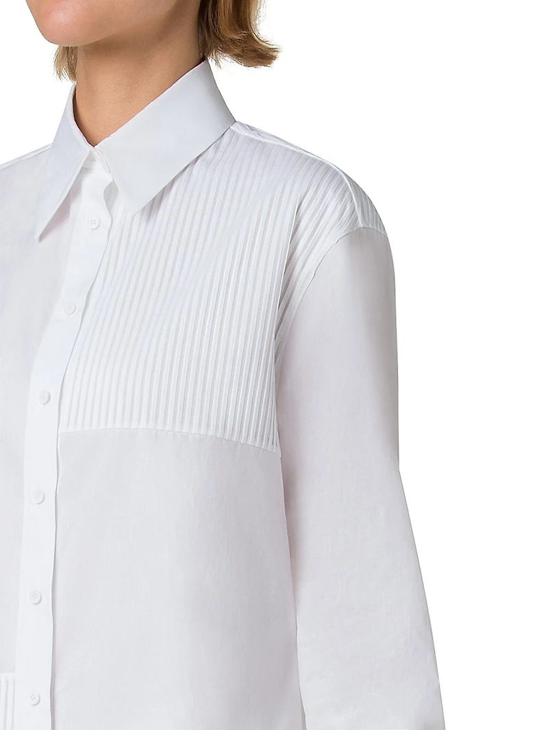 Pleated Cotton Oversize Shirt