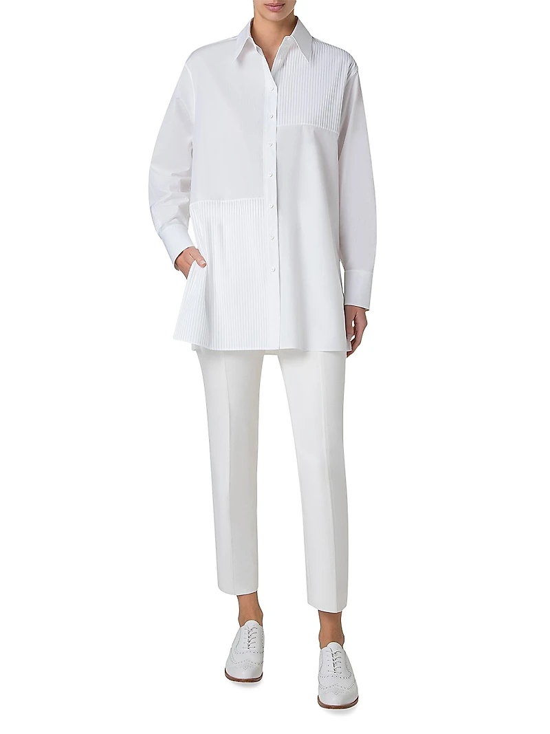 Pleated Cotton Oversize Shirt