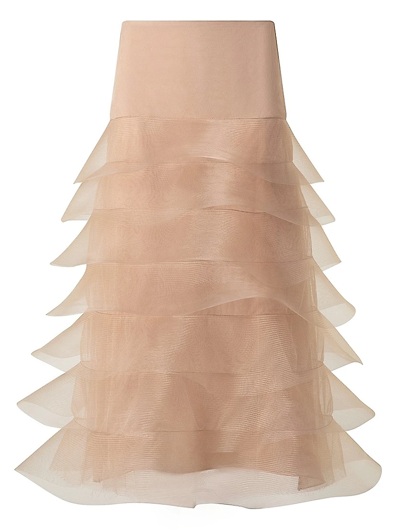 Tulle Crinoline Waves Midi-Skirt