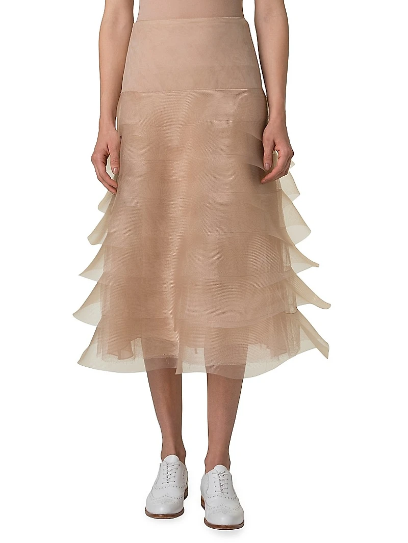 Tulle Crinoline Waves Midi-Skirt