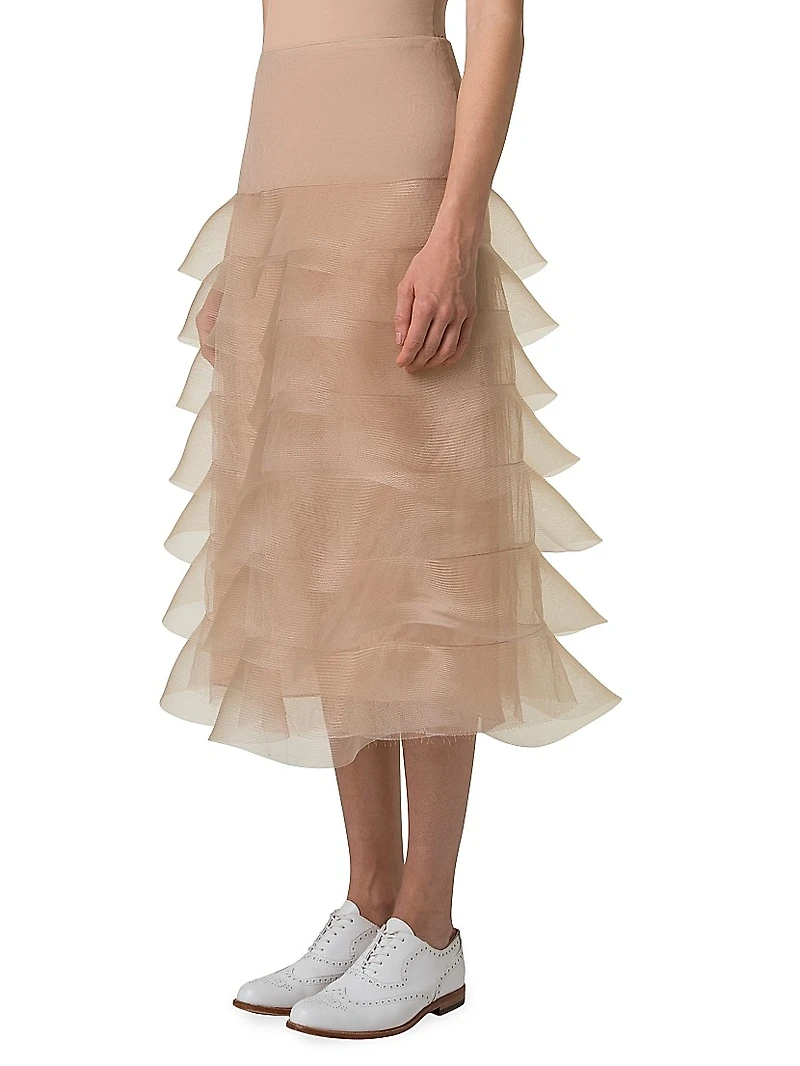 Tulle Crinoline Waves Midi-Skirt