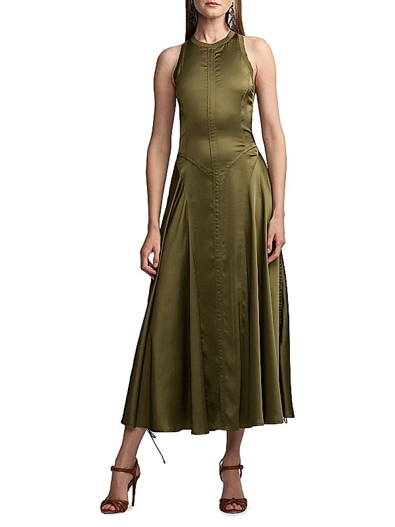 Sienna Satin Sleeveless Midi-Dress