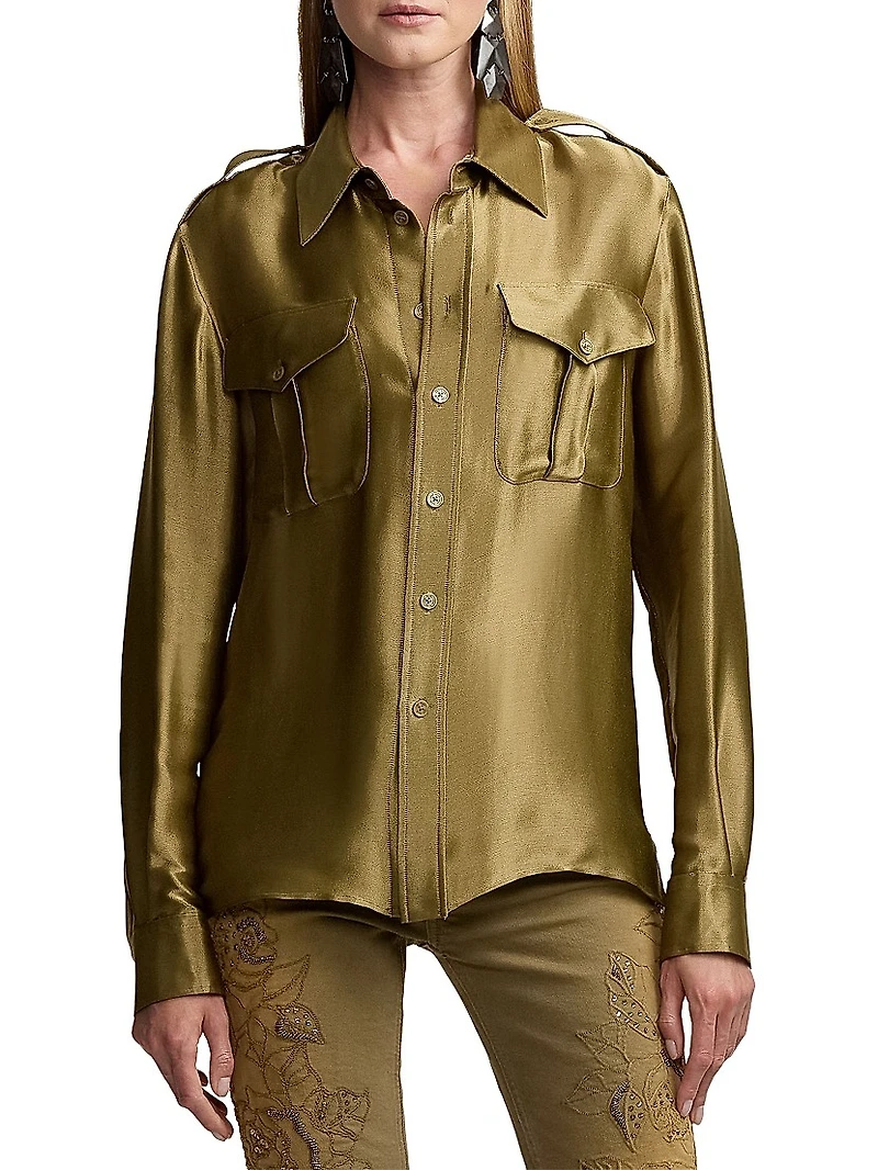 Natalie Metallic Satin Shirt