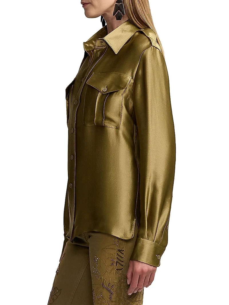 Natalie Metallic Satin Shirt