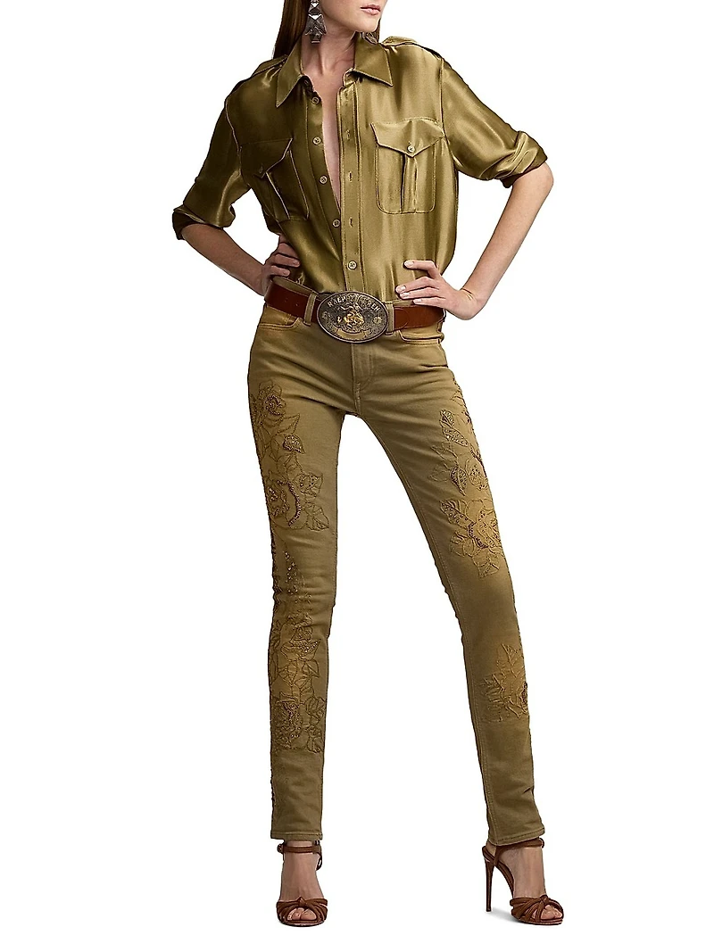 Natalie Metallic Satin Shirt