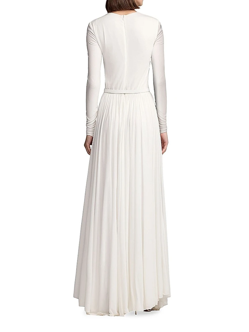 Crêpe Jersey Shirred Maxi Dress