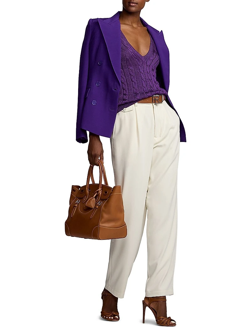 V-Neck Cable-Knit Silk Sweater