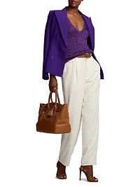 V-Neck Cable-Knit Silk Sweater