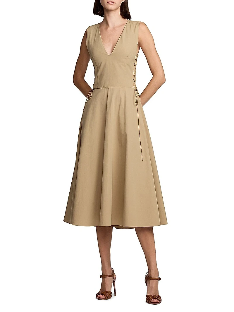 Renna Cotton Sleeveless Midi-Dress